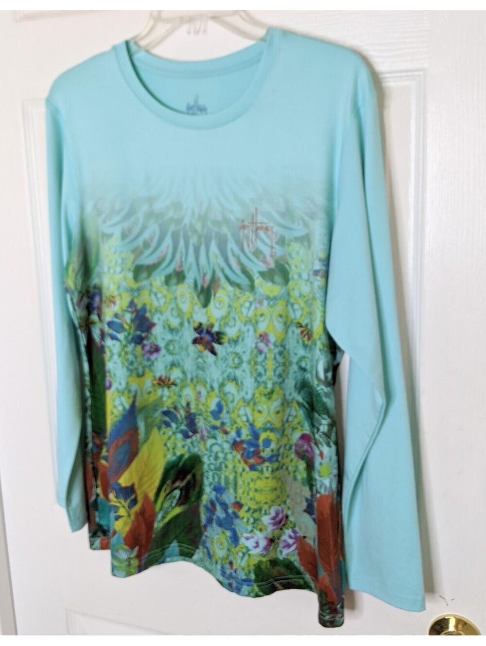 Guy Harvey Women's Long Sleeve Colorful Floral Performance Shirt Size XL EUC